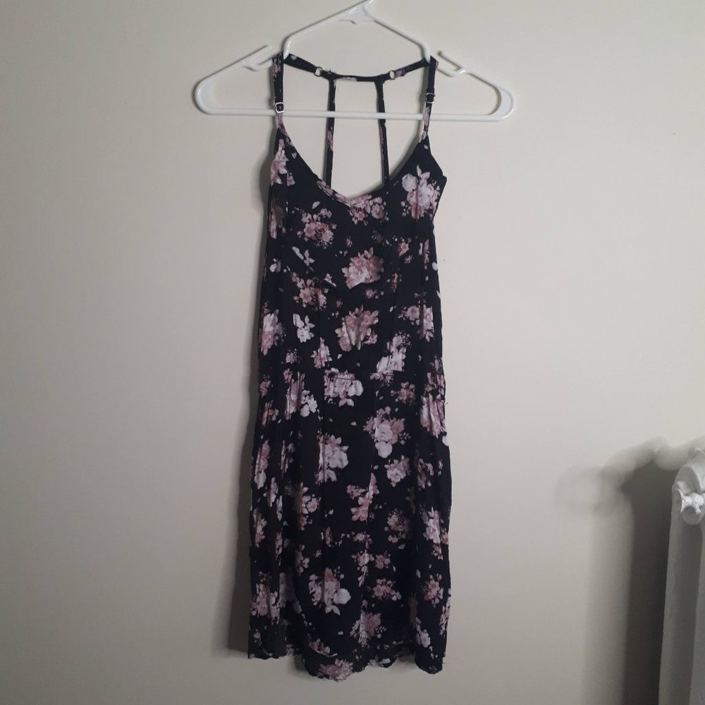 Pink and Black Floral Dress
